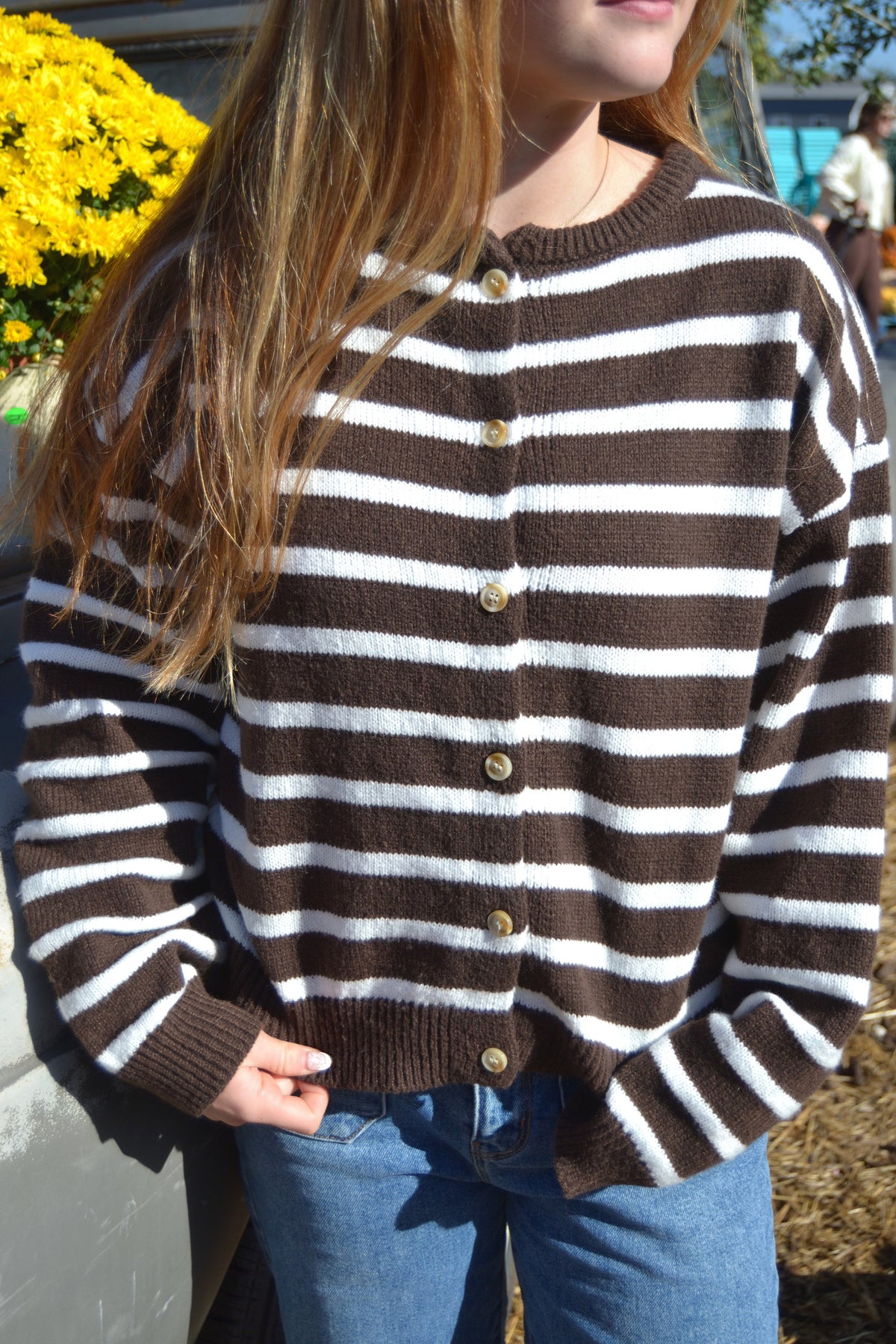 Mocha Morning Striped Cardigan